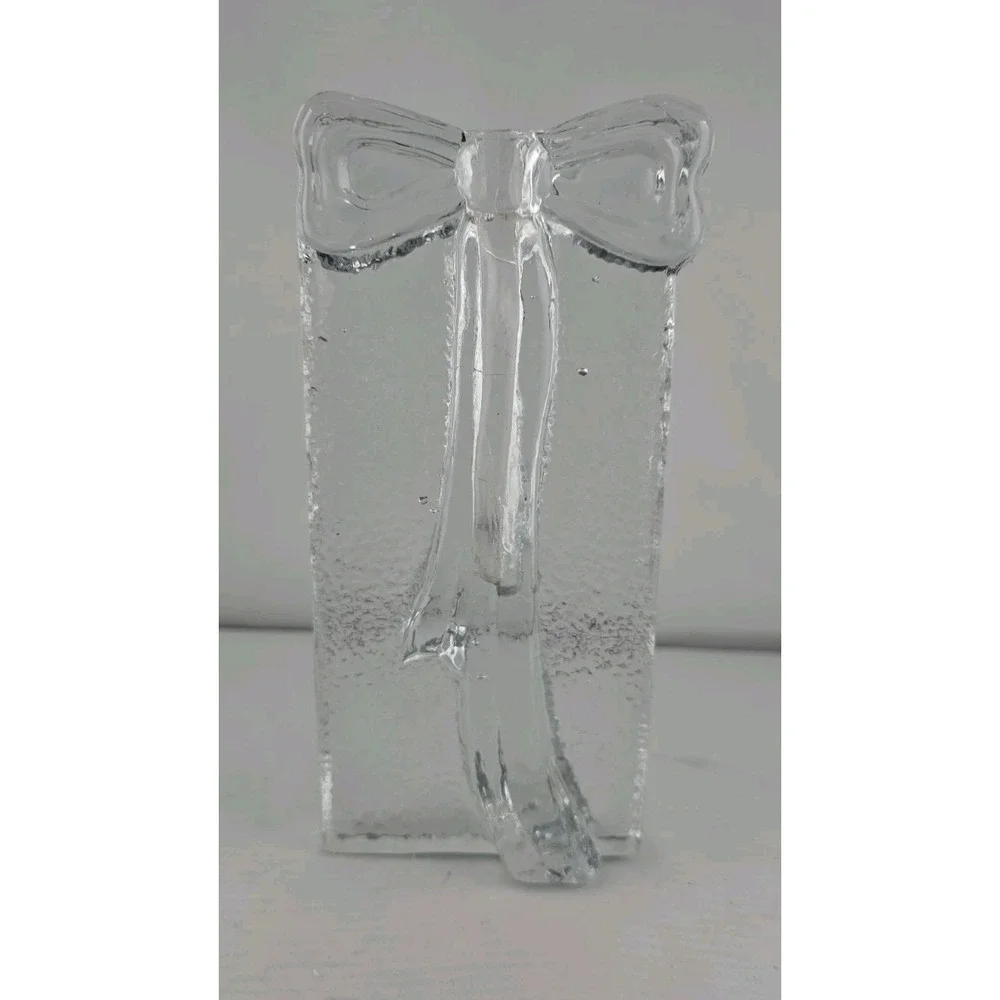 Two's Company Handblown Glass Block Christmas‎ Holiday Bud Vase Candle Holder